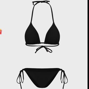 Sexy Halter Lace Up Plain Bikini